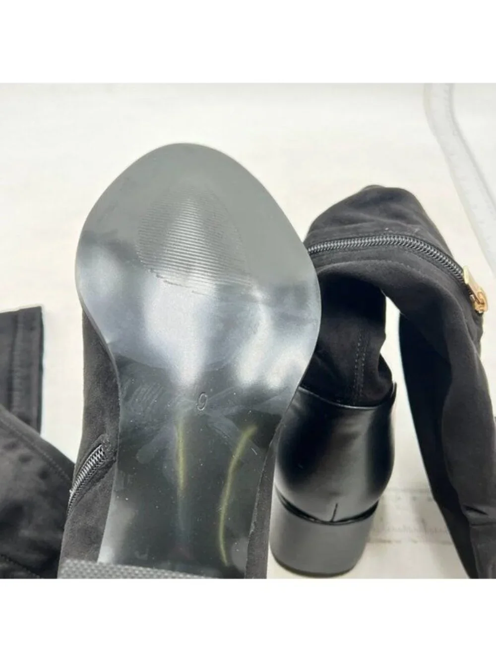 Women Trendy Over The Knee Boots Flats Pointed Closed Toe Low Heels Black